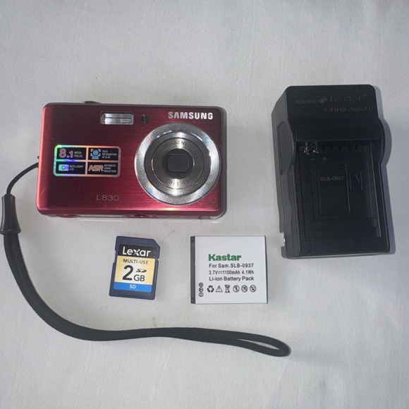 Samsung Other - Samsung L Series L830 8MP Digital Camera Red With Battery & Charger, Working!!